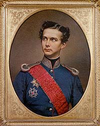 Porträtgemälde, Ludwig II. in blauer Offiziersuniform, W. Tauber, 1864, Inv. Nr. L.II.-Mus. 10. Herrenchiemsee, Ludwig II.-Museum