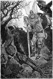 Mort de Fafnir par Howard Pyle