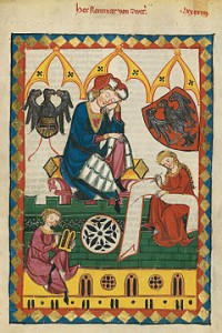 Reinmar von ZWETER (v.1200-v.1248) dans le Codex de Manesse (14ème siècle)