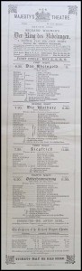 Playbill pour les représentations à Londres - mai 1881